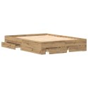 VidaXL Ramka łóżka Dąb rzemieślniczy 140 x 190 cm Drewno inżynieryjne