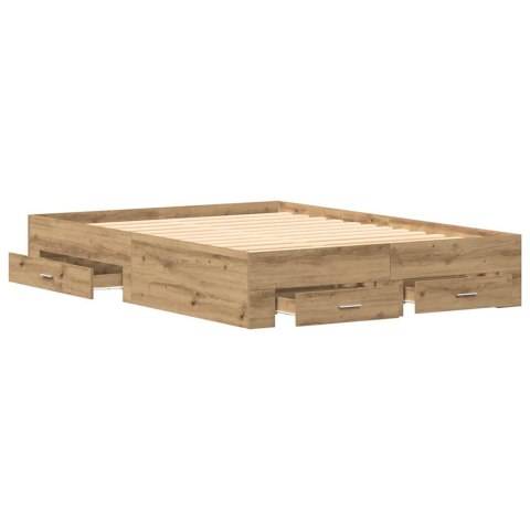 VidaXL Ramka łóżka Dąb rzemieślniczy 140 x 190 cm Drewno inżynieryjne