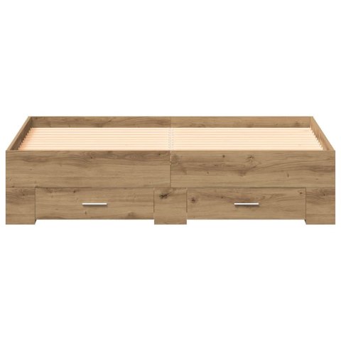 VidaXL Ramka łóżka Dąb rzemieślniczy 140 x 190 cm Drewno inżynieryjne