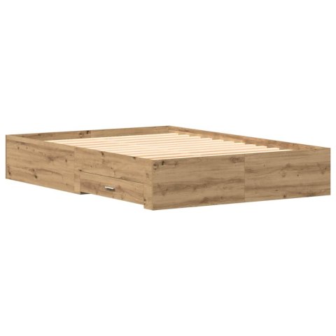 VidaXL Ramka łóżka Dąb rzemieślniczy 140 x 190 cm Drewno inżynieryjne