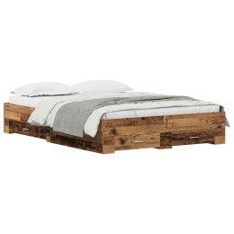VidaXL Ramka łóżka Stare drewno 140 x 190 cm Drewno inżynieryjne
