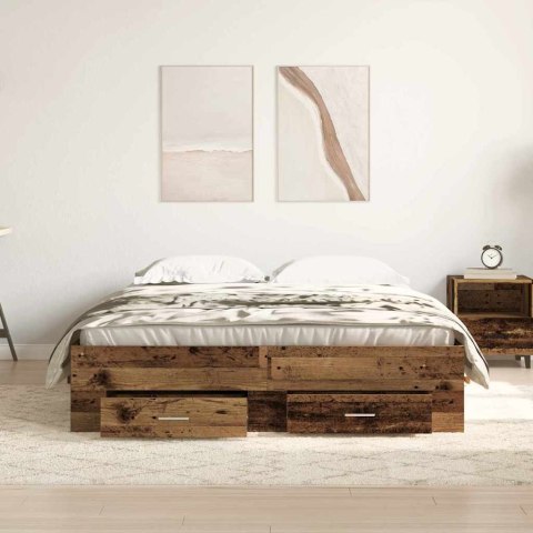 VidaXL Ramka łóżka Stare drewno 140 x 190 cm Drewno inżynieryjne