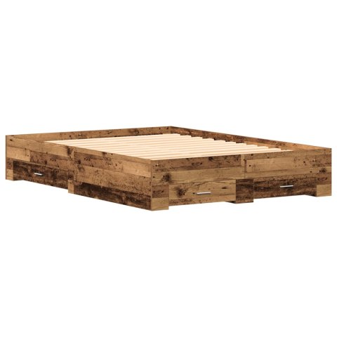 VidaXL Ramka łóżka Stare drewno 140 x 190 cm Drewno inżynieryjne