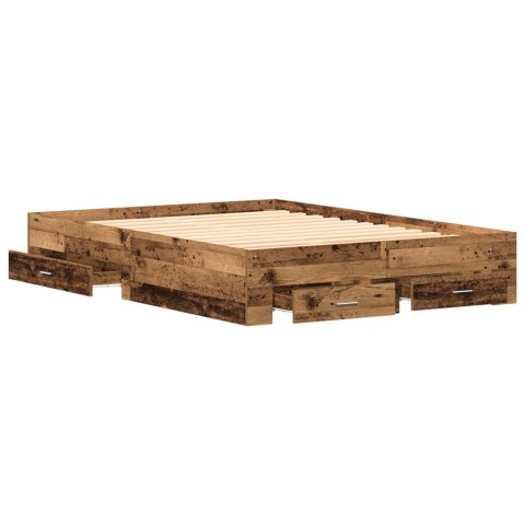 VidaXL Ramka łóżka Stare drewno 140 x 190 cm Drewno inżynieryjne