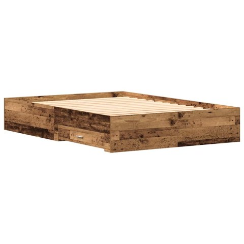 VidaXL Ramka łóżka Stare drewno 140 x 190 cm Drewno inżynieryjne