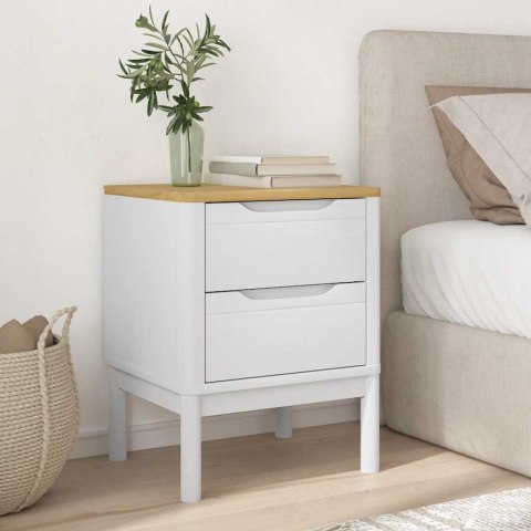 VidaXL Szafka nocna FLORO, biała, 45x39x57 cm, lite drewno sosnowe