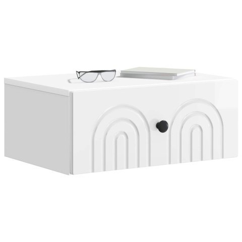 VidaXL Wisząca Szafka Nocna Biały wysoki połysk 49 x 34,5 x 20 cm