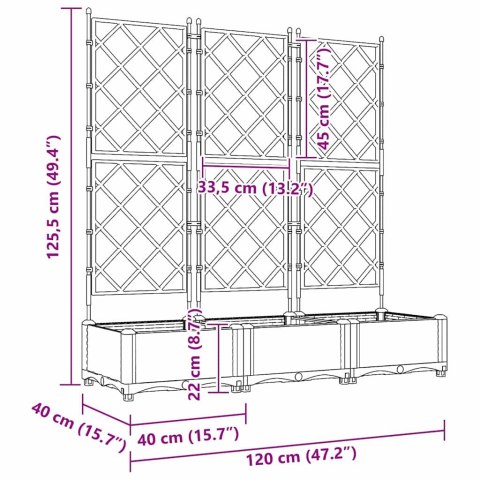 VidaXL Doniczka ogrodowa 3 szt. Jasnoszary 120 x 40 x 125,5 cm PP