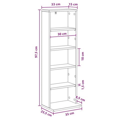 VidaXL Kabinet na płyty CD Dąb artisan 33 x 23,5 x 97,5 cm