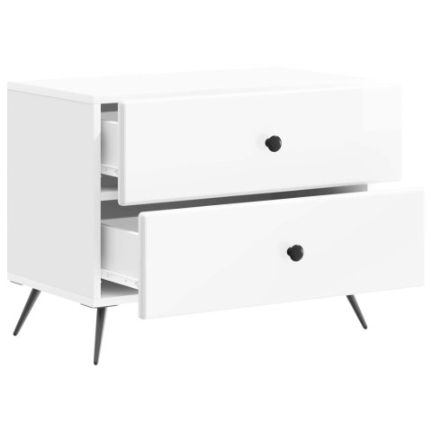 VidaXL Szafka Nocna Biały wysoki połysk 62 x 34,5 x 47,5 cm