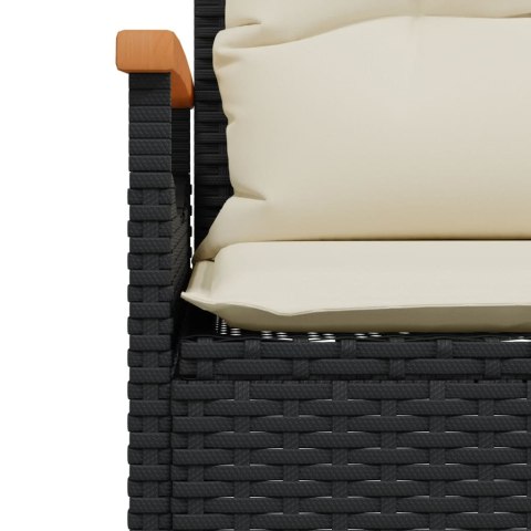 VidaXL Ławka ogrodowa z poduszkami, 116x62,5x74 cm, czarna, polirattan