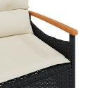 VidaXL Ławka ogrodowa z poduszkami, 116x62,5x74 cm, czarna, polirattan