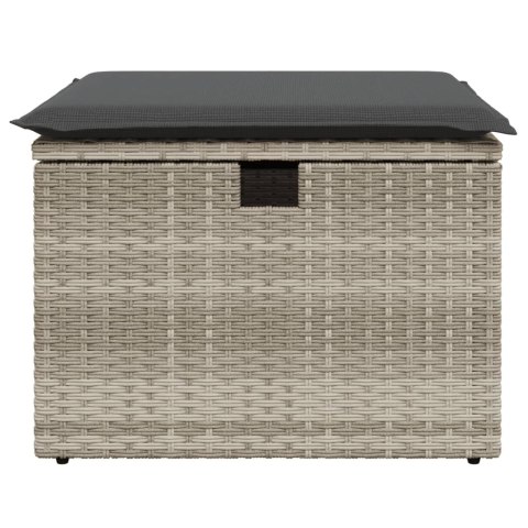VidaXL Stołek ogrodowy z poduszką, jasnoszary, 55x55x37 cm, polirattan