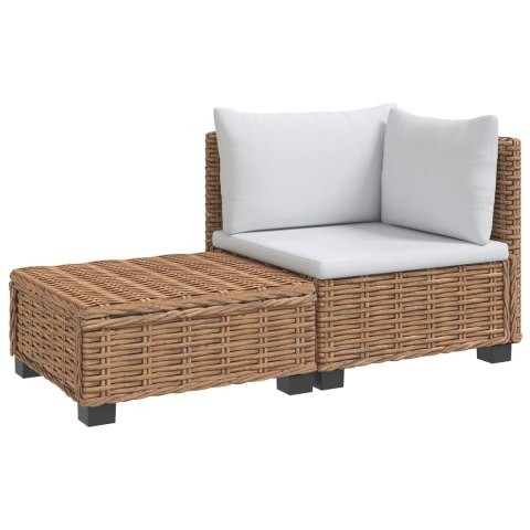 VidaXL 2 szt. Zestaw Rattanowy z Poduszkami GENDT Naturalny rattan