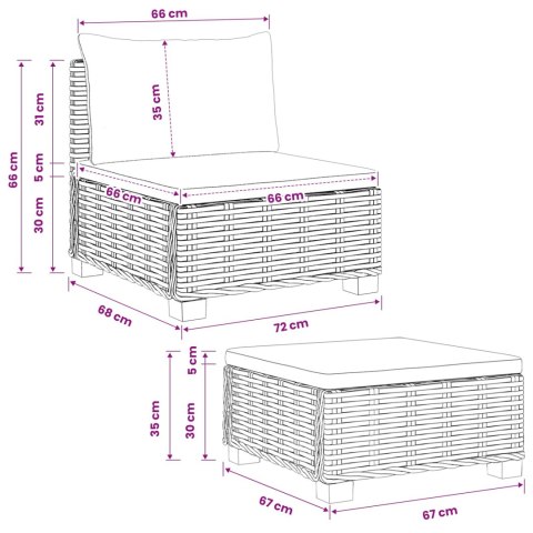 VidaXL 2 szt. Zestaw Rattanowy z Poduszkami GENDT Naturalny rattan