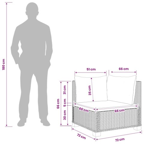 VidaXL Sofa narożna z poduszkami GENDT Naturalny rattan Kubu Szary