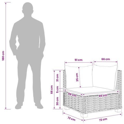VidaXL Sofa narożna z poduszkami GENDT Naturalny rattan naturalny