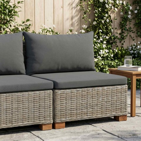 VidaXL Środkowa sofa z poduszkami GENDT Naturalny rattan Kubu Szary