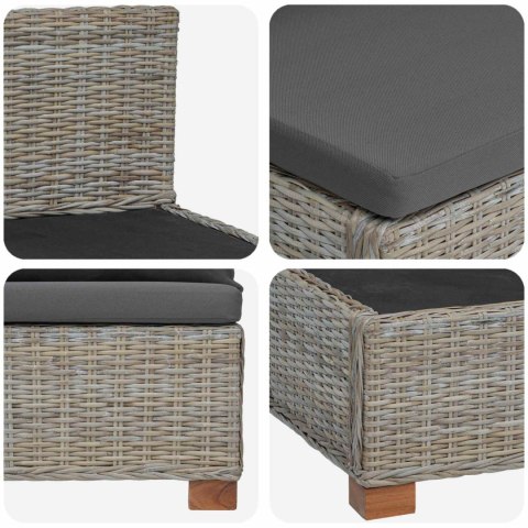 VidaXL Środkowa sofa z poduszkami GENDT Naturalny rattan Kubu Szary