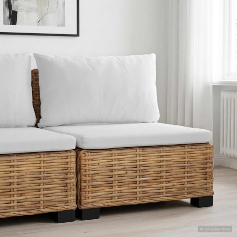 VidaXL Środkowa sofa z poduszkami GENDT Naturalny rattan naturalny