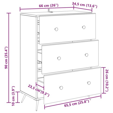VidaXL Szafka z Szufladami 66 x 34,5 x 90 cm Drewno inżynieryjne