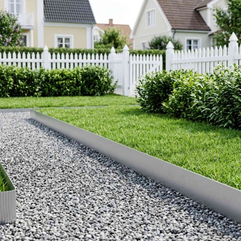 KRAWĘŻNIK DO TRAWNIKA 10 M X 20 CM STAL OCYNKOWANA SREBRNY