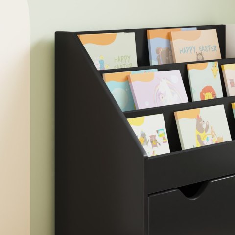 VidaXL Biblioteczka dla dzieci z szufladą Czarny 60 x 29,5 x 69 cm