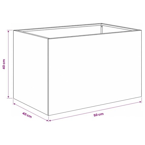 VidaXL Doniczka ogrodowa srebrny 50 x 40 x 40 cm Stal ocynkowana