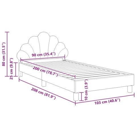 VidaXL Łóżko Dziecięce z Ramą i Zagłówkiem jasnoszary 90 x 200 cm