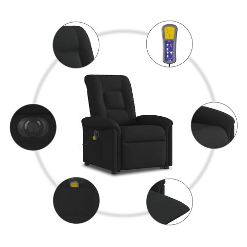 VidaXL Podnoszony fotel masujący, elektryczny, rozkładany, czarny
