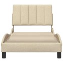 VidaXL Rama łóżka bez materaca Hanko Kremowa 90x200 cm Tkanina