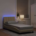 VidaXL Rama łóżka bez materaca Hanko Kremowa 90x200 cm Tkanina