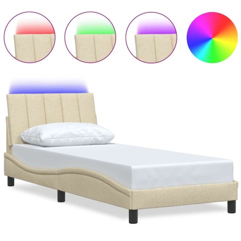 VidaXL Rama łóżka bez materaca Hanko Kremowa 90x200 cm Tkanina