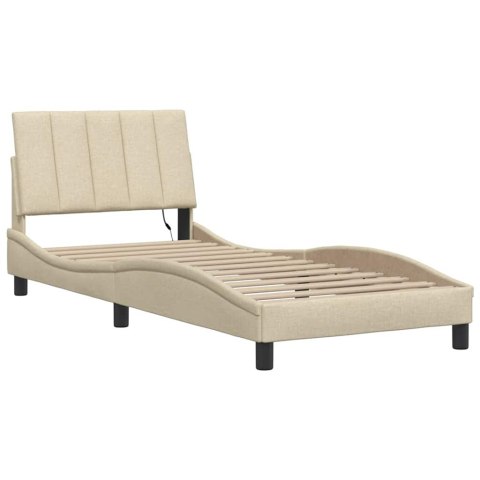 VidaXL Rama łóżka bez materaca Hanko Kremowa 90x200 cm Tkanina