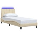 VidaXL Rama łóżka bez materaca Hanko Kremowa 90x200 cm Tkanina