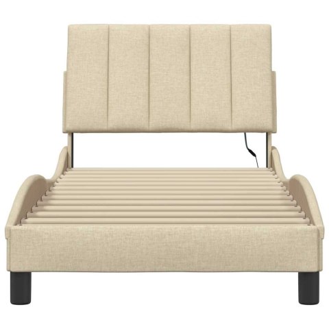 VidaXL Rama łóżka bez materaca Hanko Kremowa 90x200 cm Tkanina