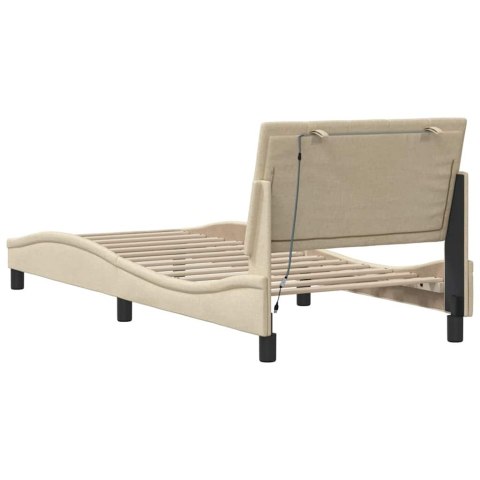 VidaXL Rama łóżka bez materaca Hanko Kremowa 90x200 cm Tkanina