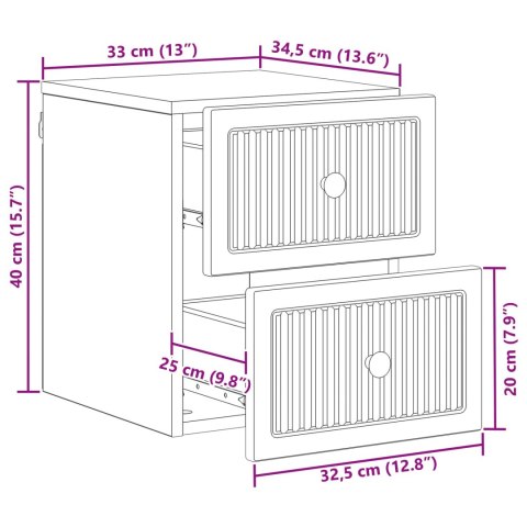 VidaXL Wisząca Szafka Nocna Szary Sonoma 33 x 34,5 x 40 cm