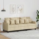 VidaXL 3-osobowa sofa, kremowa, 180 cm, tapicerowana tkaniną