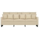 VidaXL 3-osobowa sofa, kremowa, 180 cm, tapicerowana tkaniną