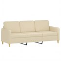 VidaXL 3-osobowa sofa, kremowa, 180 cm, tapicerowana tkaniną