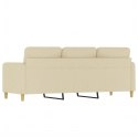 VidaXL 3-osobowa sofa, kremowa, 180 cm, tapicerowana tkaniną