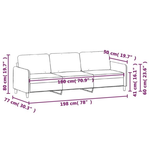 VidaXL 3-osobowa sofa, kremowa, 180 cm, tapicerowana tkaniną
