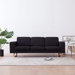 VidaXL 3-osobowa sofa tapicerowana tkaniną, czarna