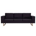 VidaXL 3-osobowa sofa tapicerowana tkaniną, czarna