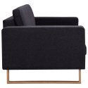 VidaXL 3-osobowa sofa tapicerowana tkaniną, czarna
