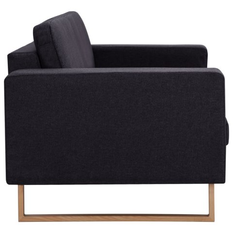 VidaXL 3-osobowa sofa tapicerowana tkaniną, czarna