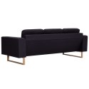 VidaXL 3-osobowa sofa tapicerowana tkaniną, czarna