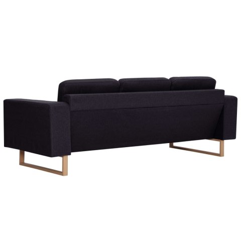 VidaXL 3-osobowa sofa tapicerowana tkaniną, czarna