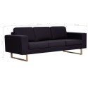 VidaXL 3-osobowa sofa tapicerowana tkaniną, czarna